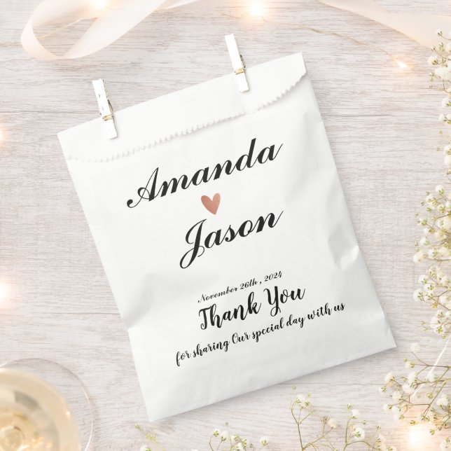 Minimalist Bride Groom Thank You  Wedding Party Favour Bag (Clipped)