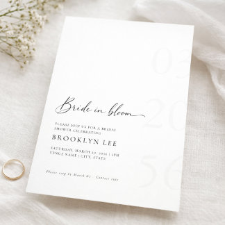 Minimalist Bride In Bloom bridal Shower Invitation