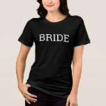 Minimalist Bride Shirt – Cute Bachelorette Party<br><div class="desc">Celebrate your special moment with this sleek and stylish “BRIDE” T-shirt, designed for bold brides who love a clean and modern look. Whether you're at a bridal shower, bachelorette weekend, or wedding morning, this shirt is a must-have piece for every bride-to-be. Make it your own — customize the text, font,...</div>