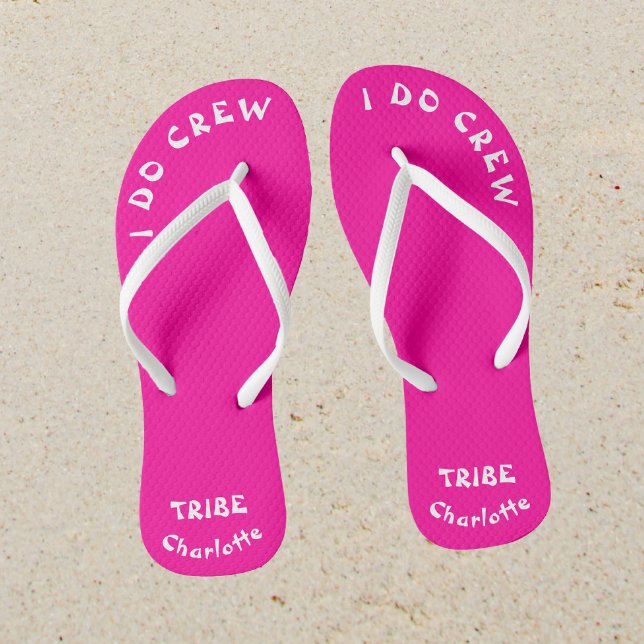 Minimalist Bride Tribe Neon Pink Bachelorette Thongs (Sand)