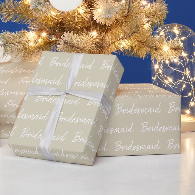 Minimalist Bridesmaid brush script  typography Wrapping Paper (Holidays)