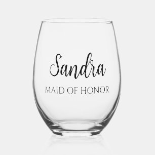 Minimalist Bridesmaid Gift Stemless Wine Glass