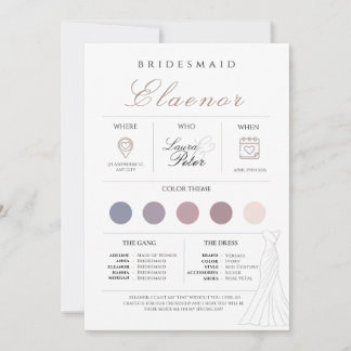 Minimalist Bridesmaid Info Card