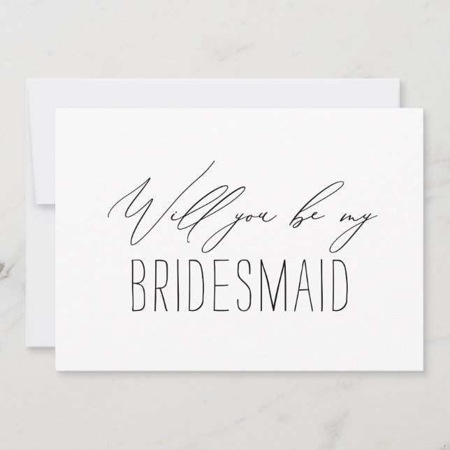 Minimalist Bridesmaid Wedding Proposal Card (Front)