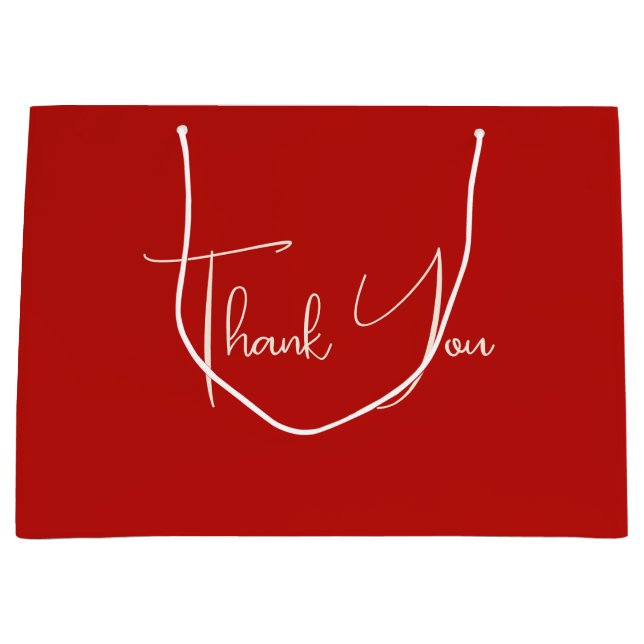 Minimalist Bright Crimson Red Thank You Favour Large Gift Bag (Front)