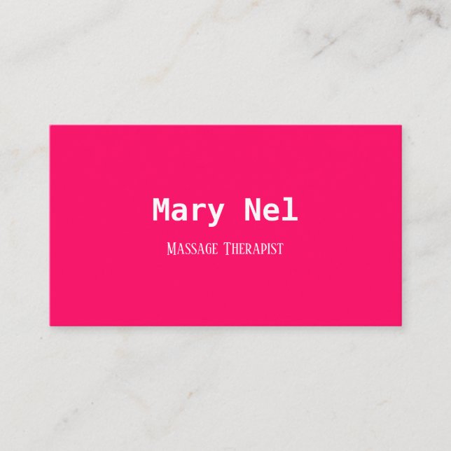 Minimalist bright pink and white business card (Front)
