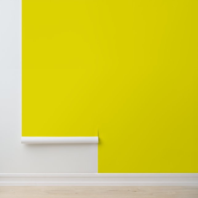Minimalist bright yellow solid plain modern chic wallpaper (Application)