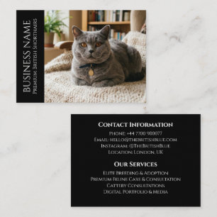 Minimalist British Shorthair Custom Black   Business Card