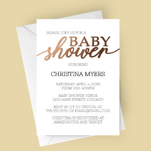 Minimalist Bronze Elegant Baby Shower Invitation