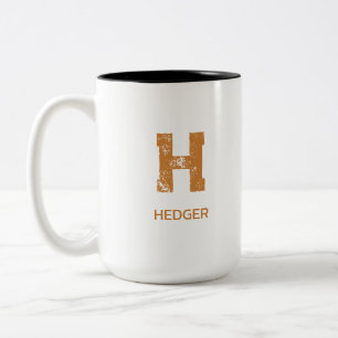 MINIMALIST BRONZE ONE LETTER MONOGRAM NAME WHITE Two-Tone COFFEE MUG