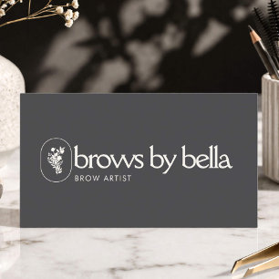 Minimalist Brow Artist Beauty Studio Luxe Charcoal Business Card