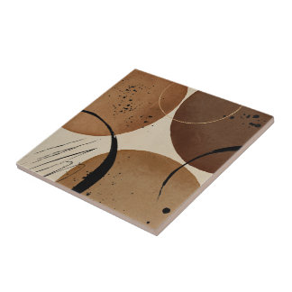 Minimalist Brown Abstract Ceramic Tile