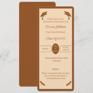 Minimalist Brown And Beige Personalised Graduation Invitation