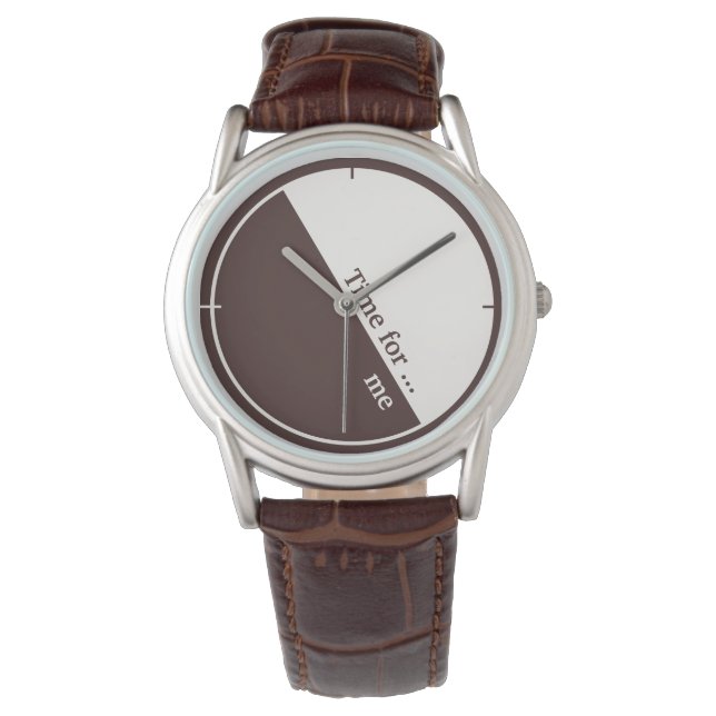 Minimalist Brown and White, 60°, Text Watch (Front)