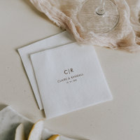 Minimalist Brown and White Wedding Napkins