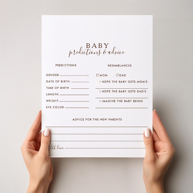 Minimalist Brown Baby Predictions and Advice Cards (Creator Uploaded)