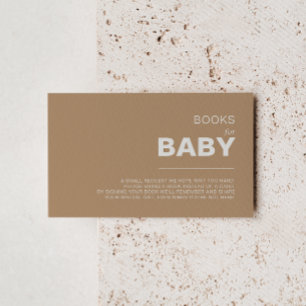 Minimalist Brown Baby Shower Book Request    Enclosure Card