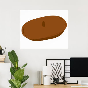 Minimalist Brown Beret French Hat Poster
