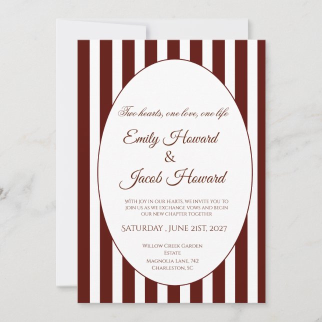 Minimalist Brown Border Wedding Invitation (Front)