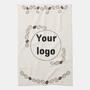 Minimalist Brown Coffee Beans for Cafe Branding Tea Towel