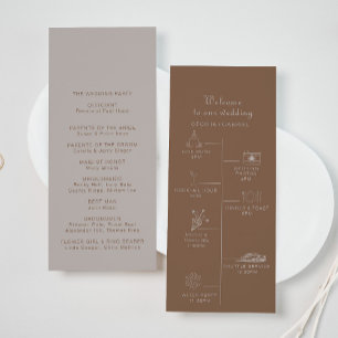 Minimalist Brown Evening Boho Timeline Wedding  Program