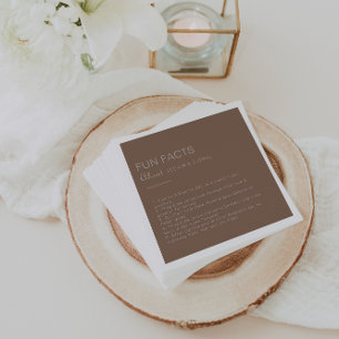 Minimalist Brown Evening Trivia Fun Facts Wedding  Napkin