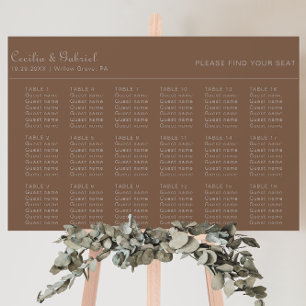 Minimalist Brown Evening Wedding Seating Chart