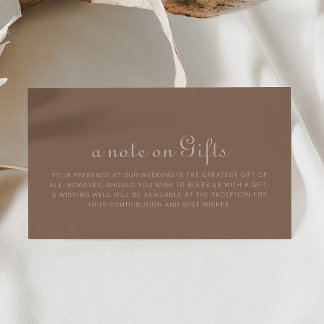 Minimalist Brown Evening Wedding Wishing Well Enclosure Card