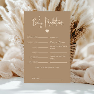 Minimalist Brown Gender Reveal Baby Predictions