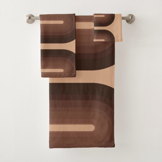 Minimalist Brown Geo Bath Towel Set (Insitu)