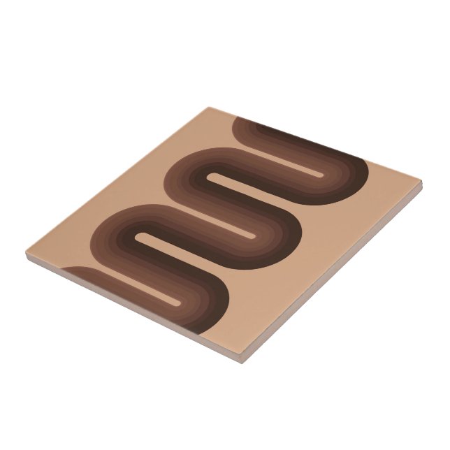 Minimalist Brown Geo Ceramic Tile (Side)