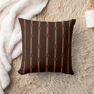 Minimalist Brown Geometric Dots and Stripes Cushion