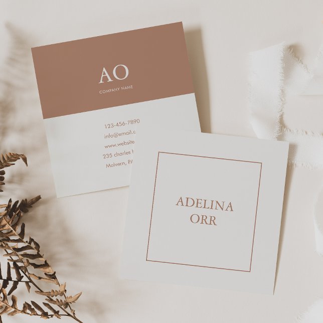 Minimalist Brown Geometric Elegant Consultant  Square Business Card (Creator Uploaded)