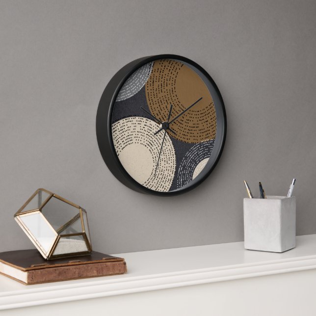 Minimalist Brown Grey Circles Clock (Office)