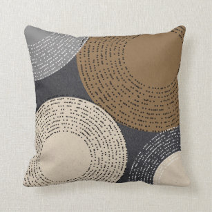 Minimalist Brown Grey Circles Cushion