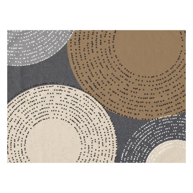 Minimalist Brown Grey Circles Tablecloth (Front (Horizontal))