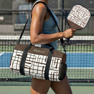 Minimalist Brown Linework   Dink Well Personalized Duffle Bag