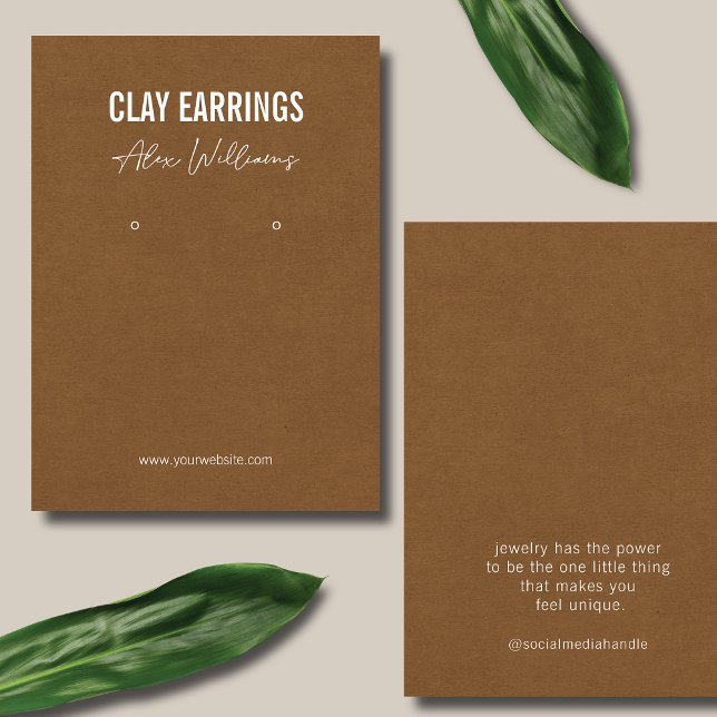 Minimalist Brown Logo Jewellery Earring Display Ca (Creator Uploaded)