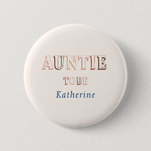 Minimalist Brown Modern Gender Neutral Auntie 6 Cm Round Badge