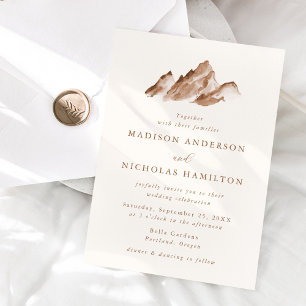 Minimalist Brown Mountain Wedding Invitation