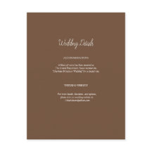 Minimalist Brown Old Money Wedding Enclosure Card
