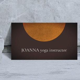 Minimalist Brown Orange Yoga Instructor Business Card