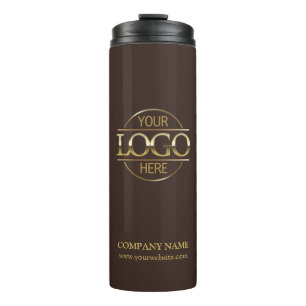Minimalist Brown Promotional Company Business Logo Thermal Tumbler