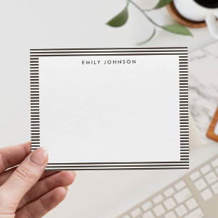 Minimalist Brown Stripes Monogram Card
