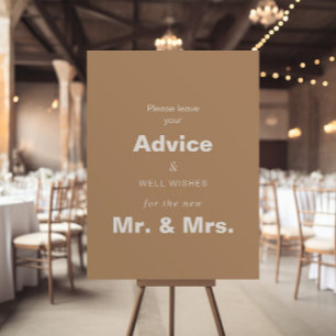 Minimalist Brown Wedding Advice and Well Wishes Poster