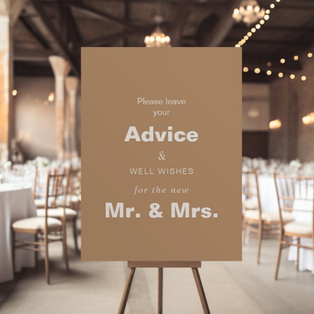 Minimalist Brown Wedding Advice and Well Wishes Poster (Creator Uploaded)