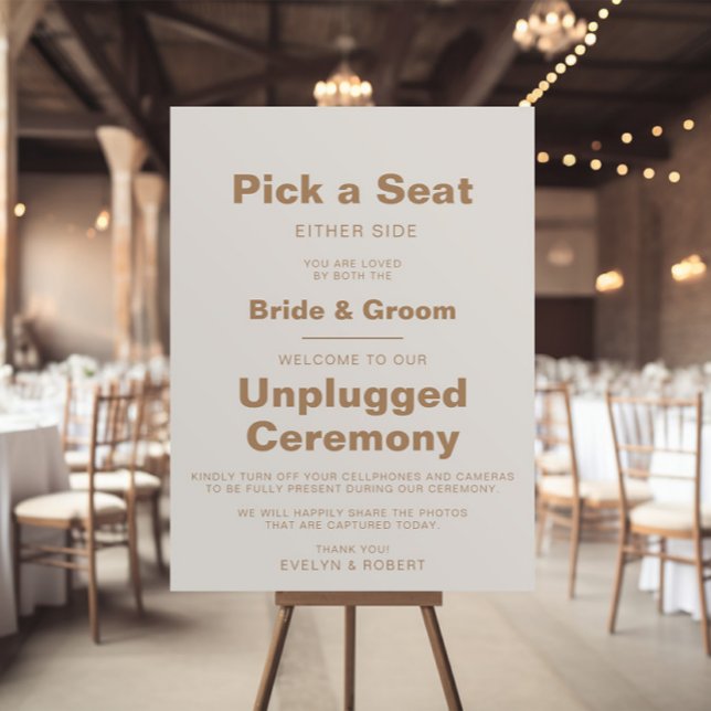 Minimalist Brown Wedding Unplugged Ceremony    Poster (Creator Uploaded)