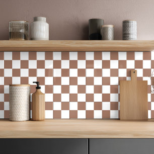 Minimalist Brown White Geometric Ceramic Tile
