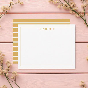 Minimalist Brown & White Stripes Classic Chic Card