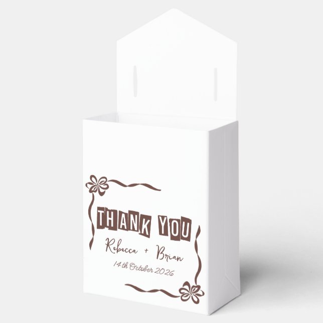 Minimalist Brown & White Thank You Wedding Favour Box (Opened)